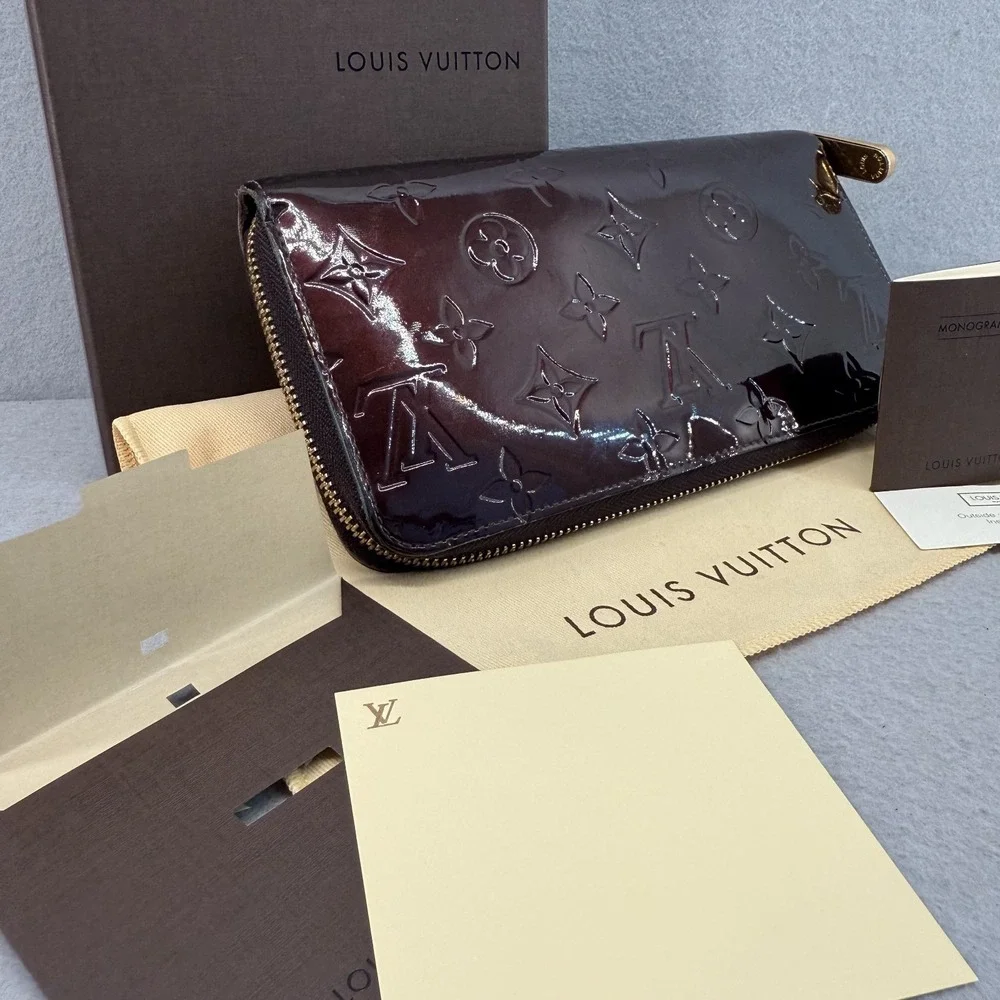 Louis Vuitton Zippy Wallet Monogram Vernis Amarante Purple Patent Box Set EUC - Picture 15 of 16